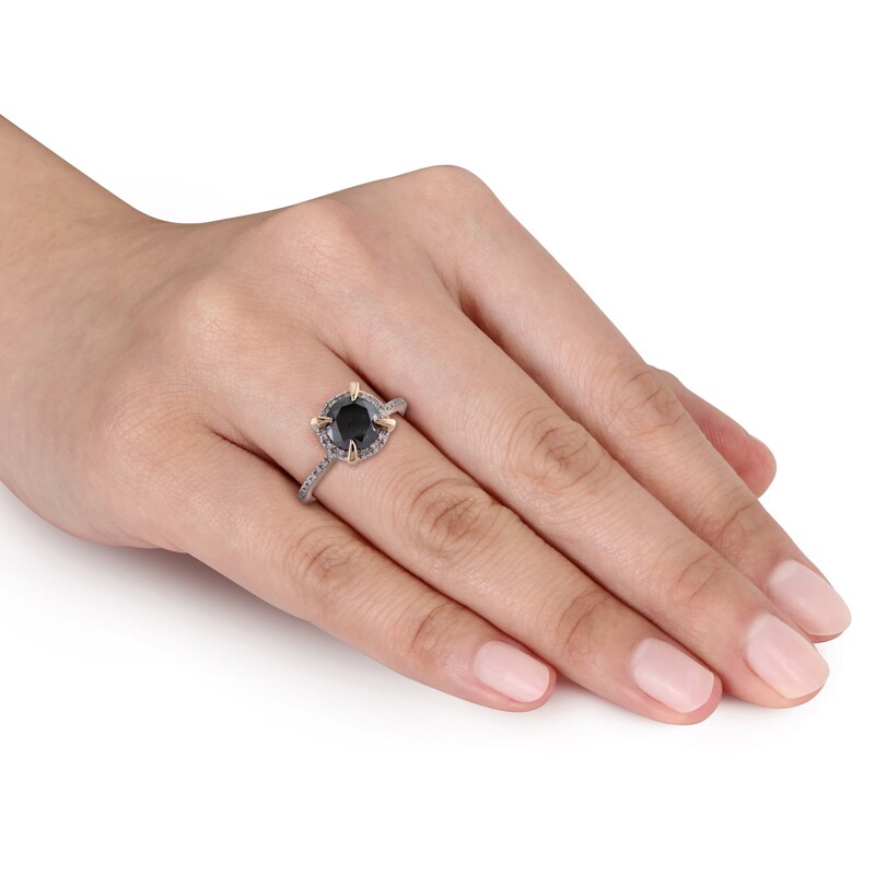 2 CT. T.W. Enhanced Black and White Diamond Frame Engagement Ring in 10K Rose Gold