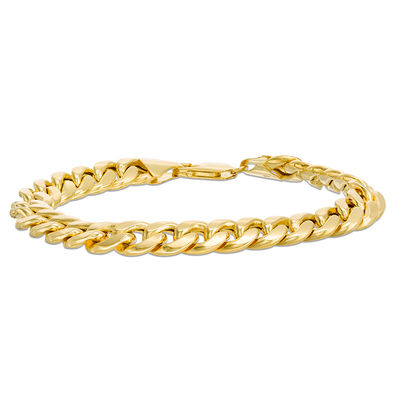 Men's Cuban Curb Chain Bracelet 2 ct tw Diamonds 10K Yellow Gold 8.5