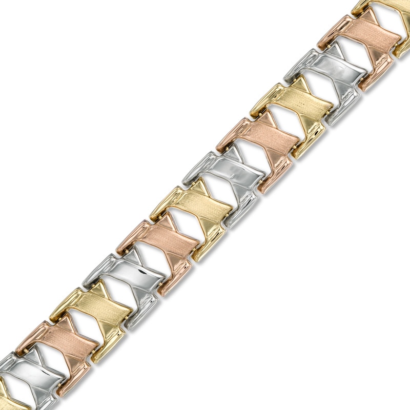 "X" Bracelet in 10K Tri-Tone Gold - 7.25"