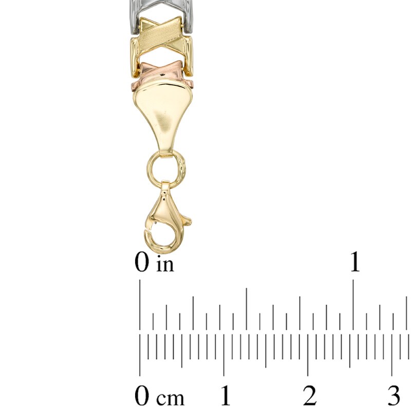 "X" Bracelet in 10K Tri-Tone Gold - 7.25"