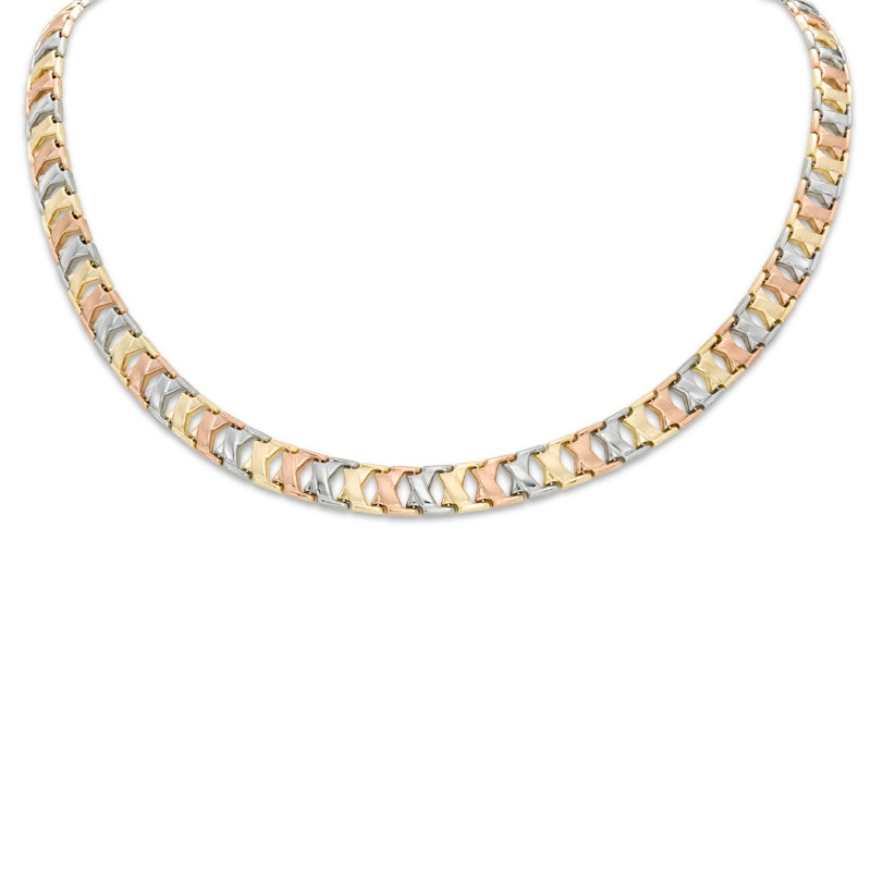 Main Image 1 of Stampato Necklace in 10K Tri-Tone Gold - 17"