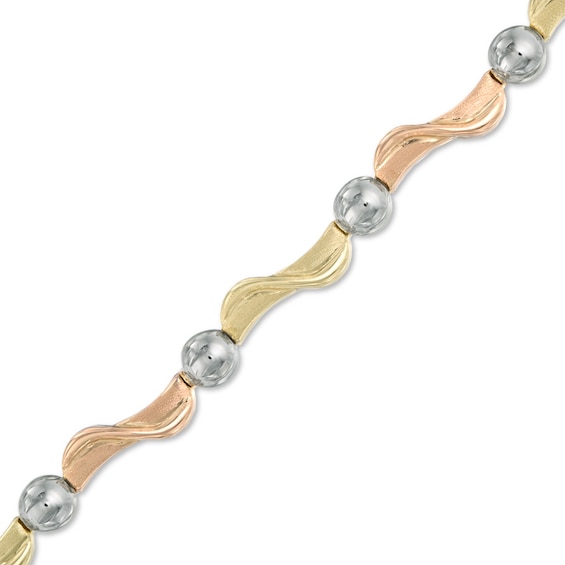 Wave Bracelet in 10K Tri-Tone Gold - 7.5"
