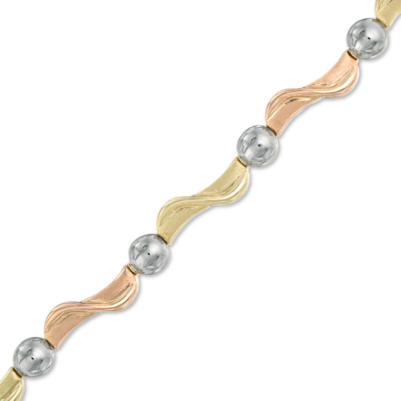 Main Image 1 of Wave Bracelet in 10K Tri-Tone Gold - 7.5"