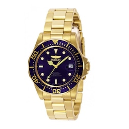 Men's Invicta Pro Diver Automatic Gold-Tone Watch with Blue Dial (Model: 8930)