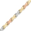 Thumbnail Image 1 of "X" Bracelet in 10K Tri-Tone Gold - 7.25"