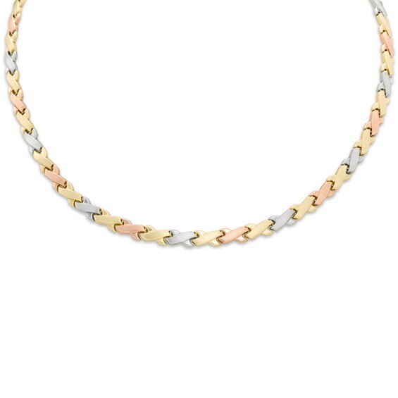 "X" Necklace in 10K Tri-Tone Gold - 17"