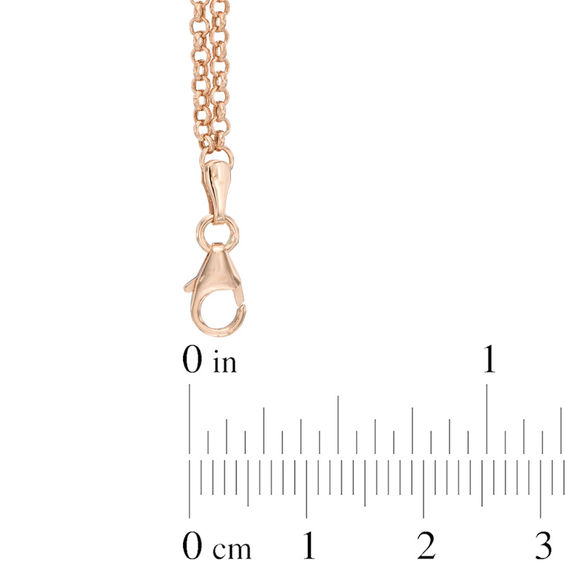 Double Chain Heart Anklet in 10K Rose Gold - 10"