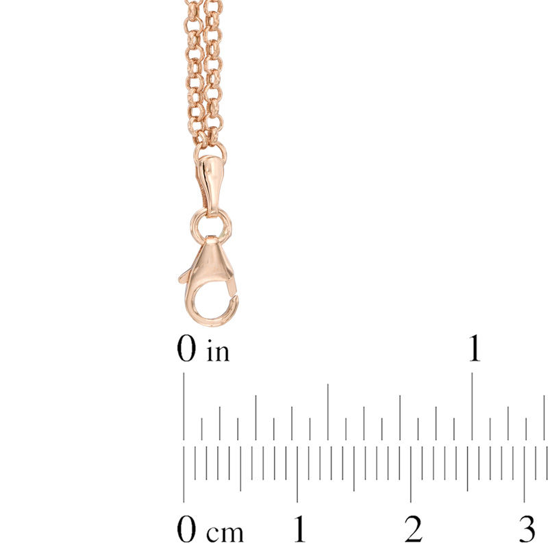 Double Chain Heart Anklet in 10K Rose Gold - 10"