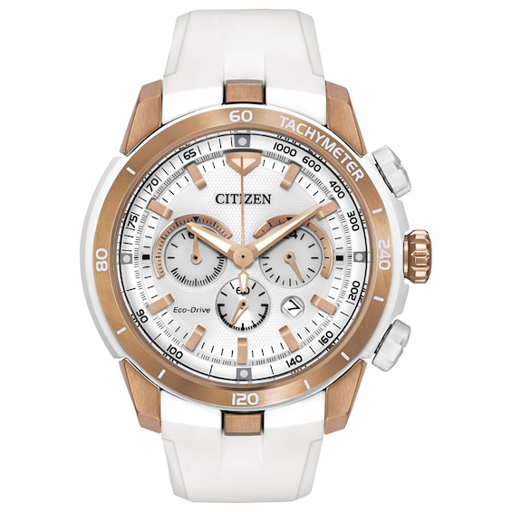 Ladies' Citizen Eco-DriveÂ® Victoria Azarenka Ecosphere Chronograph Strap Watch with White Dial (Model: Ca4153-00A)