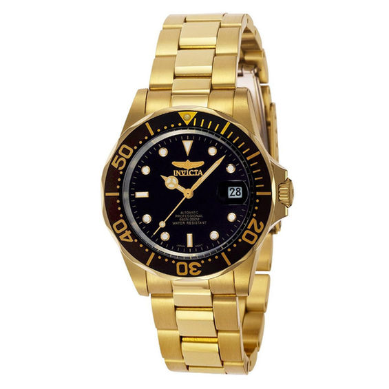 Republik Stifte bekendtskab tuberkulose Men's Invicta Pro Diver Automatic Gold-Tone Watch with Black Dial (8929) |  Zales