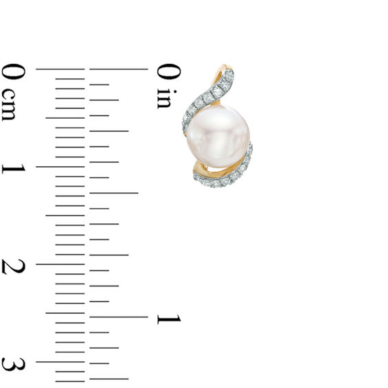 6.5-7.0mm Freshwater Cultured Pearl and 1/10 CT. T.w. Diamond Stud Earrings in 10K Gold