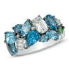 Thumbnail Image 1 of Multi-Gemstone and Lab-Created White Sapphire Ring in Sterling Silver