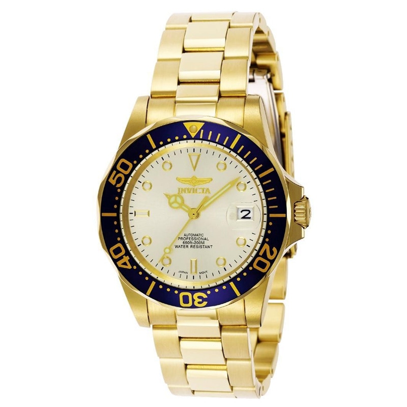 Men's Invicta Pro Diver Automatic Gold-Tone Watch with Champagne Dial | Zales