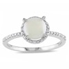 Thumbnail Image 1 of 7.0mm Opal and 1/20 CT. T.W. Diamond Ring in Sterling Silver