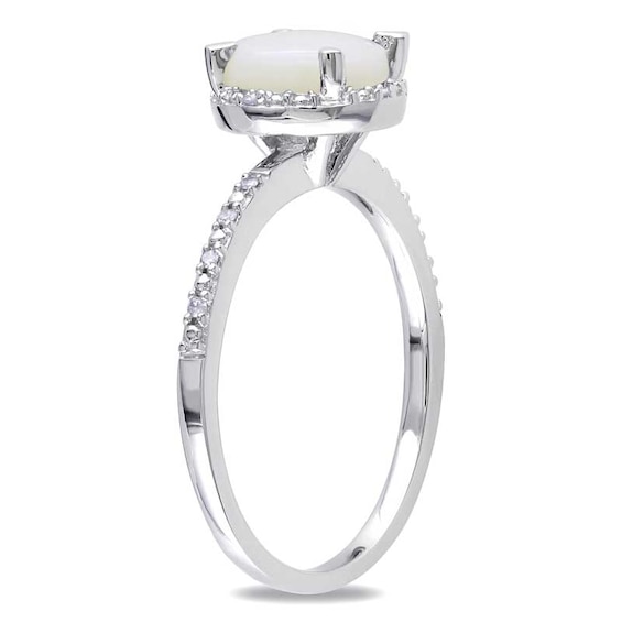 7.0mm Opal and 1/20 CT. T.w. Diamond Ring in Sterling Silver