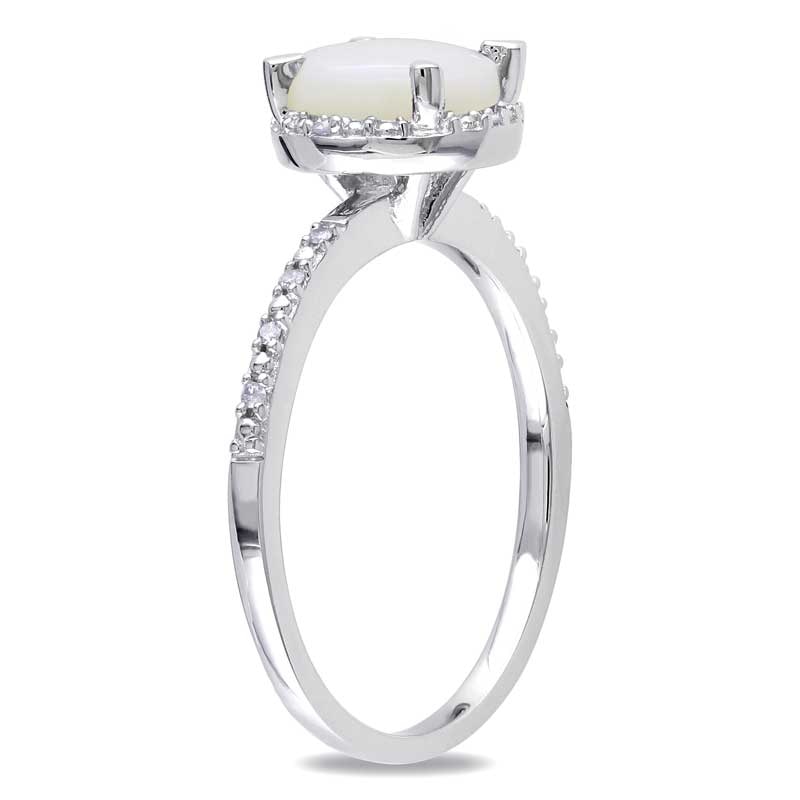 Main Image 2 of 7.0mm Opal and 1/20 CT. T.W. Diamond Ring in Sterling Silver