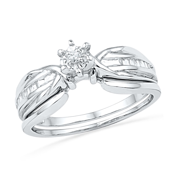 1/6 CT. T.w. Diamond Bridal Set in 10K White Gold