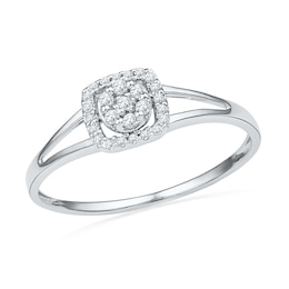 1/10 CT. T.W. Composite Diamond Square Frame Promise Ring in 10K White Gold