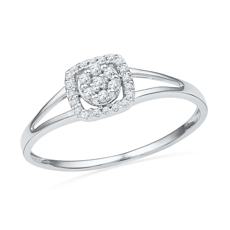 Main Image 1 of 1/10 CT. T.W. Composite Diamond Square Frame Promise Ring in 10K White Gold