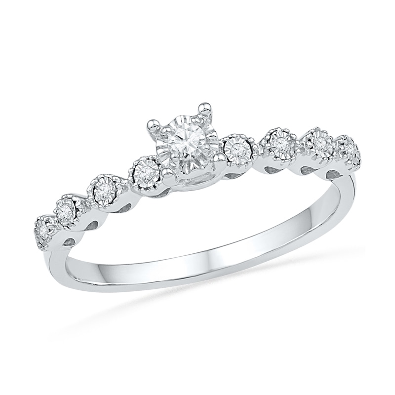 Main Image 1 of 1/10 CT. T.W. Diamond Bubble Promise Ring in 10K White Gold