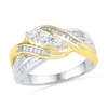 Thumbnail Image 1 of 1/2 CT. T.W. Diamond Three Stone Wrapped Ring in 10K Two-Tone Gold