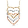 Thumbnail Image 1 of Triple Heart Necklace in 10K Tri-Tone Gold - 17"