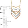 Thumbnail Image 1 of Triple Heart Necklace in 10K Tri-Tone Gold - 17"