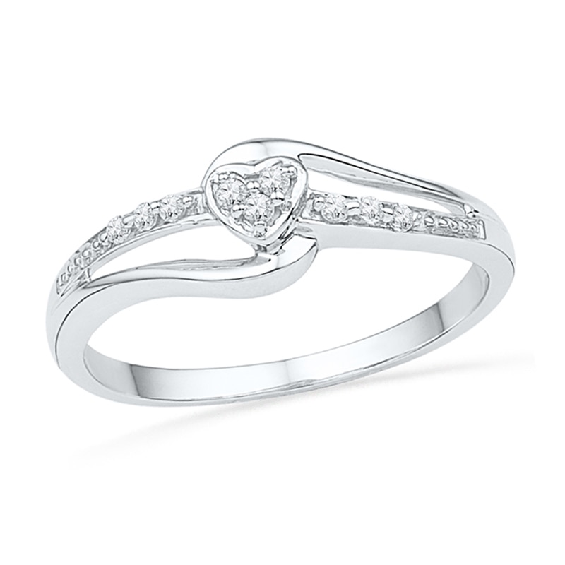 Main Image 1 of Diamond Accent Heart Split Shank Promise Ring in 10K White Gold