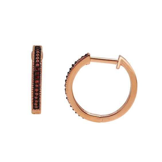 1/10 CT. T.w. Enhanced Cognac Diamond Hoop Earrings in 10K Rose Gold