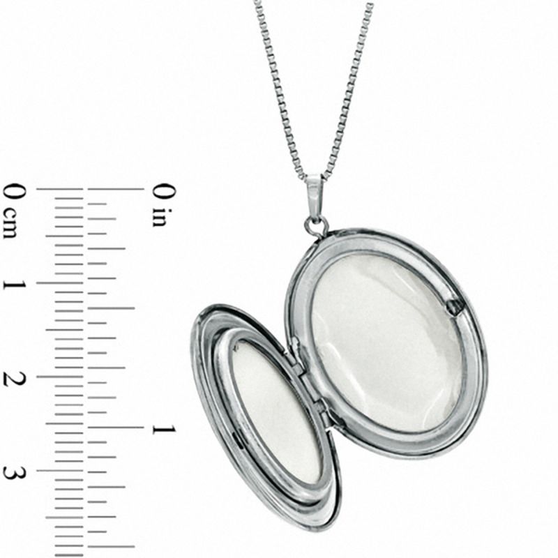 Main Image 2 of Diamond Accent Oval Locket with Etched Flowers in Sterling Silver