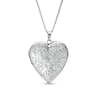 Thumbnail Image 1 of Diamond Accent Heart-Shaped Locket with Etched Flowers in Sterling Silver