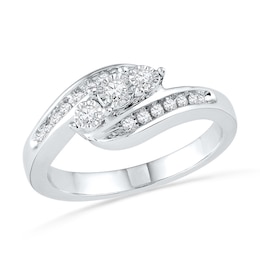 1/5 CT. T.W. Diamond Three Stone Bypass Promise Ring in 10K White Gold