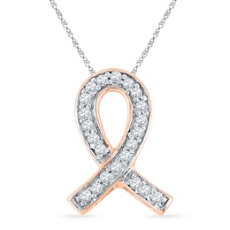 Diamond Accent Awareness Ribbon Pendant in 10K Rose Gold