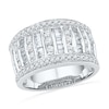 Thumbnail Image 0 of 1 CT. T.W. Baguette and Round Diamond Multi-Row Band in 10K White Gold