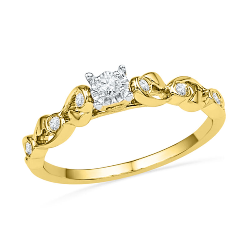 1/8 CT. T.W. Diamond Ribbon Promise Ring in 10K Gold
