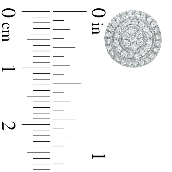 1/2 CT. T.w. Multi-Diamond Layered Circle Stud Earrings in 10K White Gold