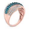 Thumbnail Image 1 of 1 CT. T.W. Enhanced Blue and White Diamond Wave Ring in 10K Rose Gold