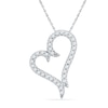 Thumbnail Image 0 of 1/5 CT. T.W. Diamond Split Ribbon Tilted Heart Pendant in 10K White Gold