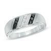 Thumbnail Image 1 of Men's 1/4 CT. T.W. Enhanced Black and White Diamond Slant Ring in Sterling Silver