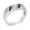 Thumbnail Image 2 of Men's 1/4 CT. T.W. Enhanced Black and White Diamond Slant Ring in Sterling Silver