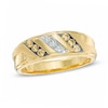 Thumbnail Image 0 of Men's 1/3 CT. T.W. Champagne and White Diamond Slant Ring in 10K Gold