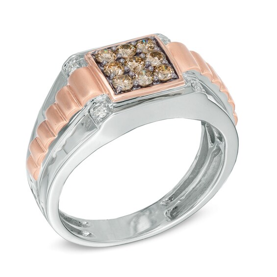 1/2 CT. T.w. Champagne and White Diamond Ring in 10K Two-Tone Gold