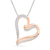 Thumbnail Image 0 of 1/6 CT. T.W. Diamond Ribbon Tilted Heart Pendant in 10K Rose Gold
