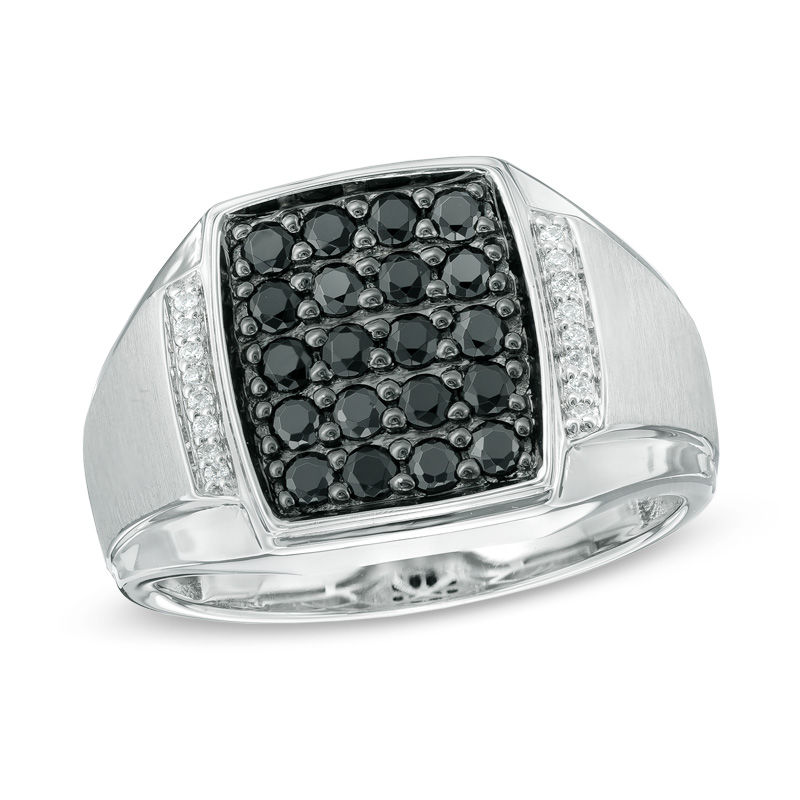 Main Image 1 of 1 CT. T.W. Enhanced Black and White Diamond Ring in Sterling Silver