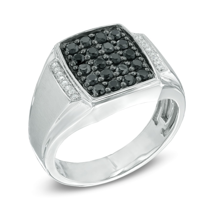 Main Image 2 of 1 CT. T.W. Enhanced Black and White Diamond Ring in Sterling Silver