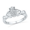 Thumbnail Image 1 of Diamond Accent Textured Claddagh Ring in Sterling Silver