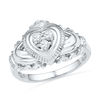 Thumbnail Image 0 of 1/6 CT. T.W. Diamond Claddagh Ring in Sterling Silver