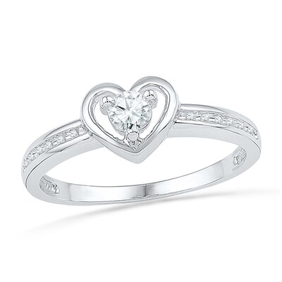 1/10 CT. T.W. Diamond Heart Promise Ring in Sterling Silver | Zales