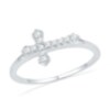 Thumbnail Image 0 of 1/8 CT. T.W. Diamond Sideways Cross Ring in Sterling Silver