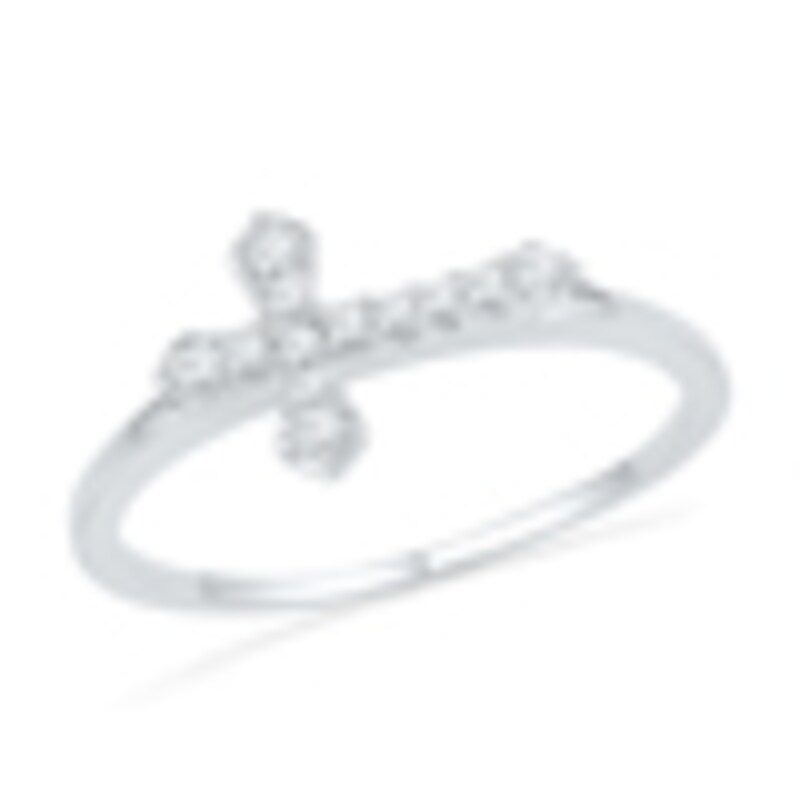 1/8 CT. T.W. Diamond Sideways Cross Ring in Sterling Silver